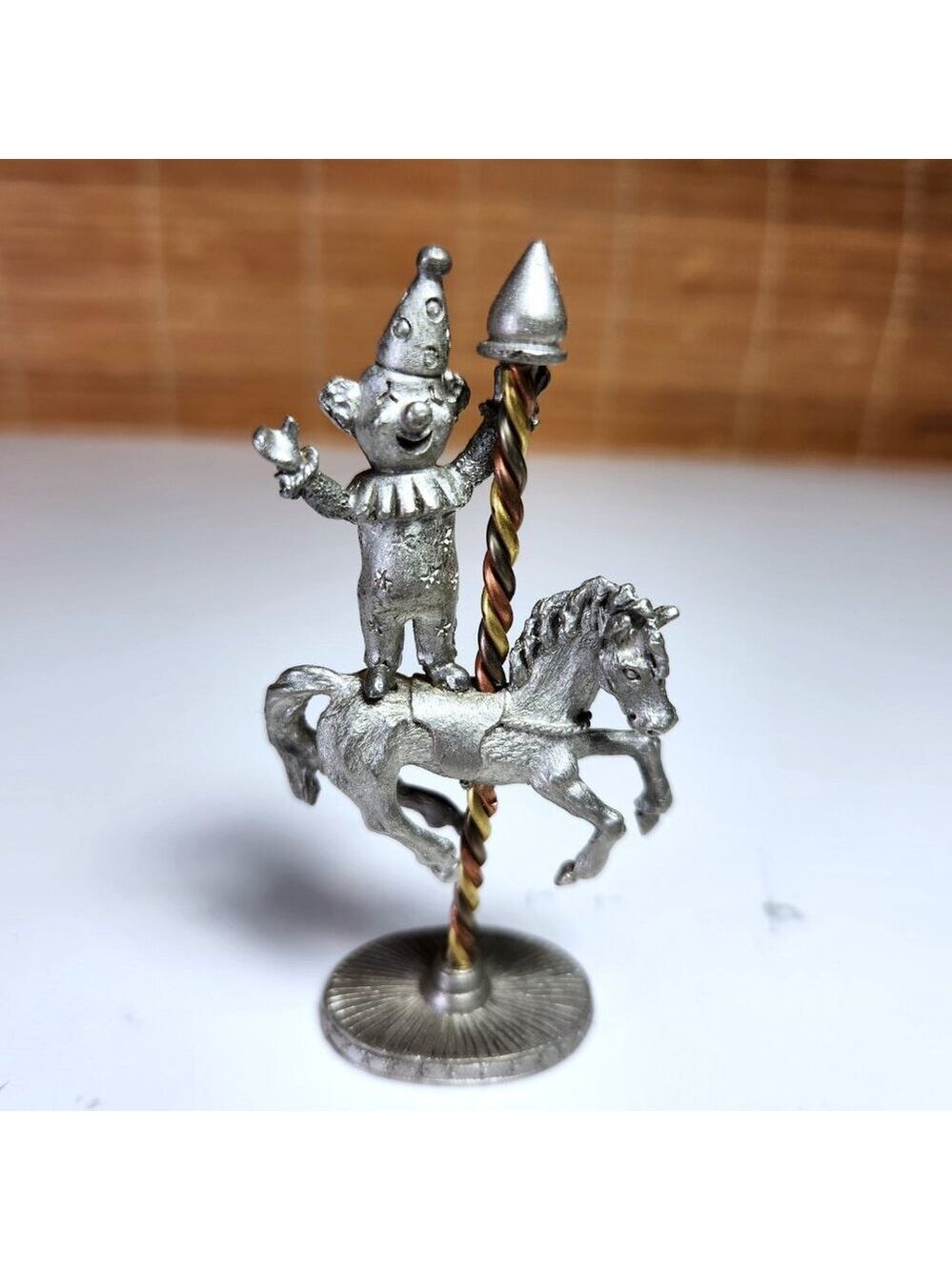 Vintage 1987 Spoontiques Pewter Clown Carousel Horse Figurine Miniature PP690 3